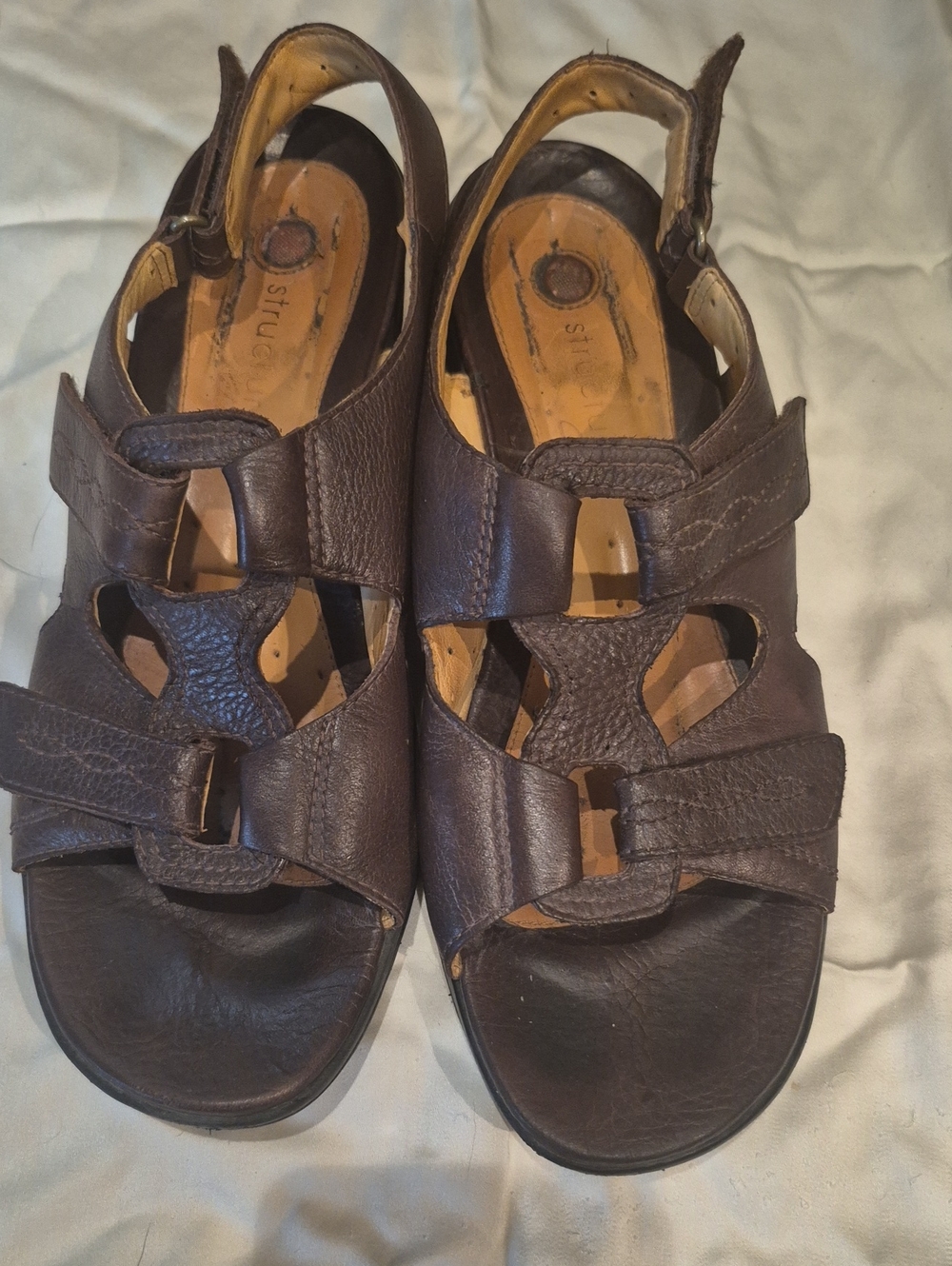 Clarks Brown Leather Adjustable Slingback Sandals